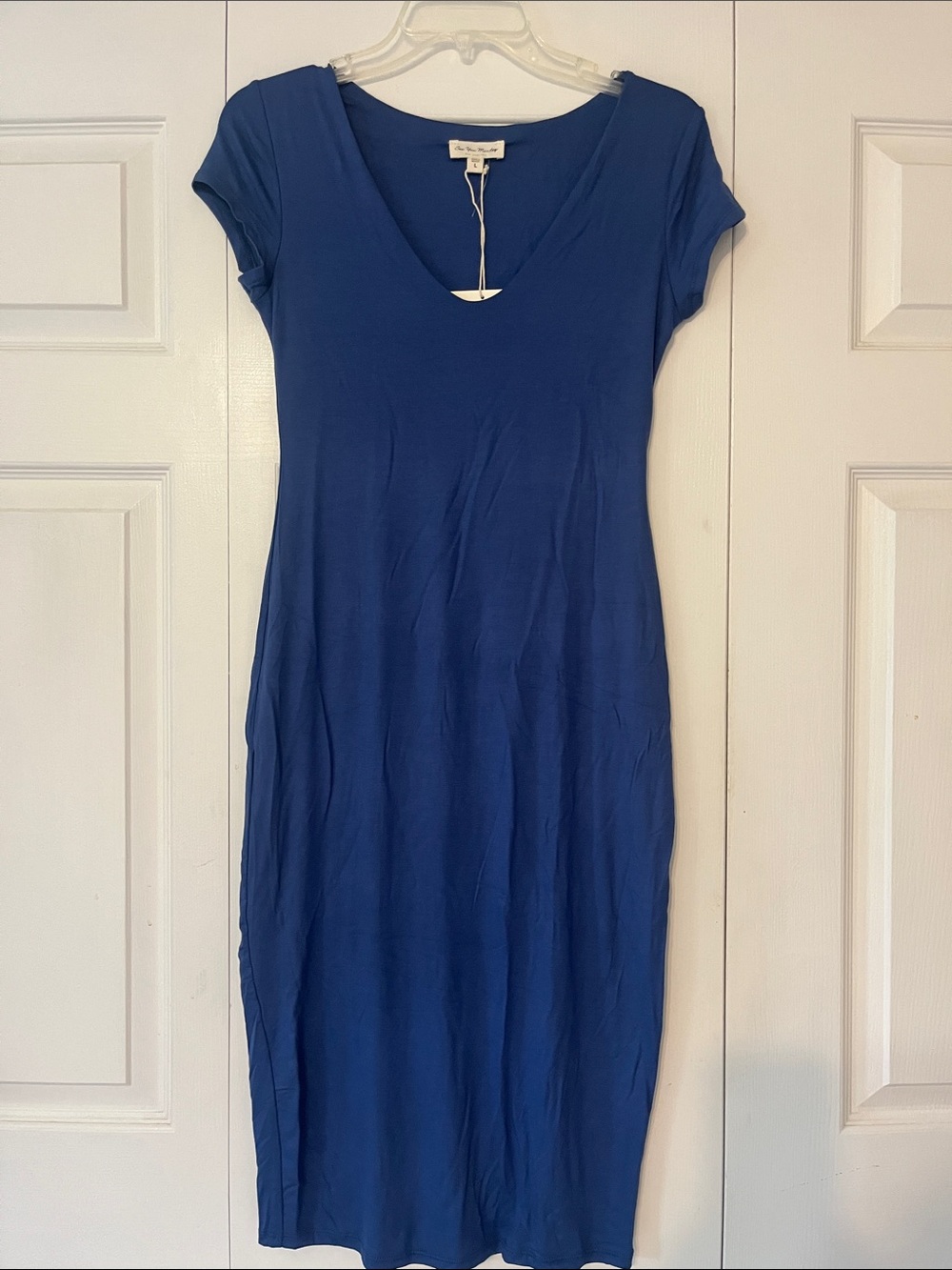 See You Monday Women’s Blue V-Neck Short Sleeve Dress